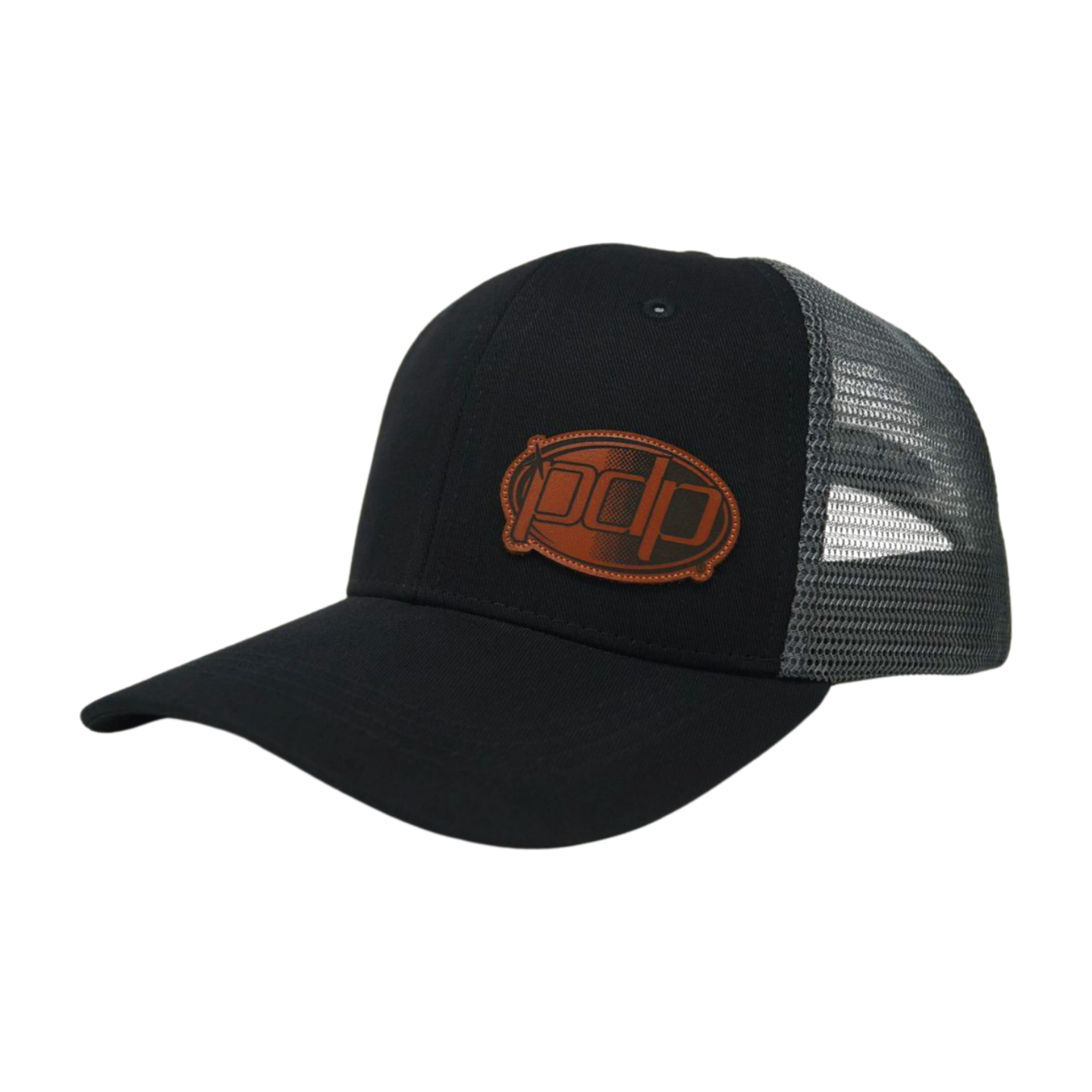 PDP Black/Charcoal Trucker Hat with Leather Logo