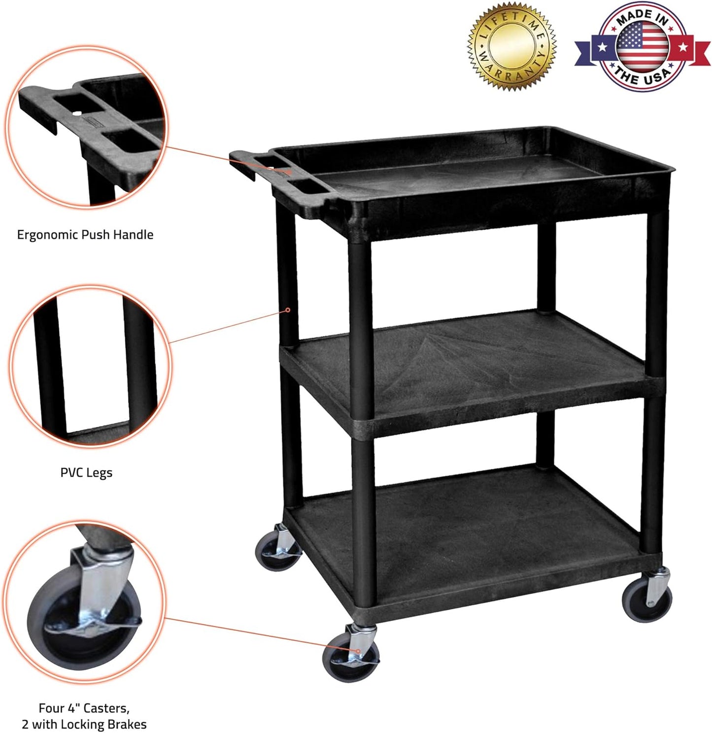 PDP 3 Shelf Tub Cart - PDP