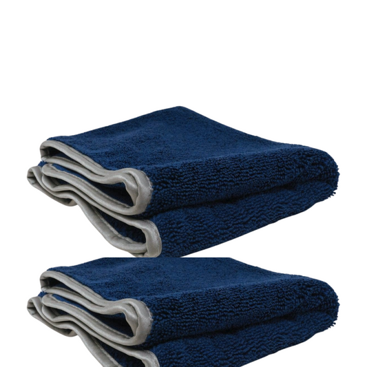 16" x 16" Plush Heavy Hemmed Microfiber Towel - Blue/Black